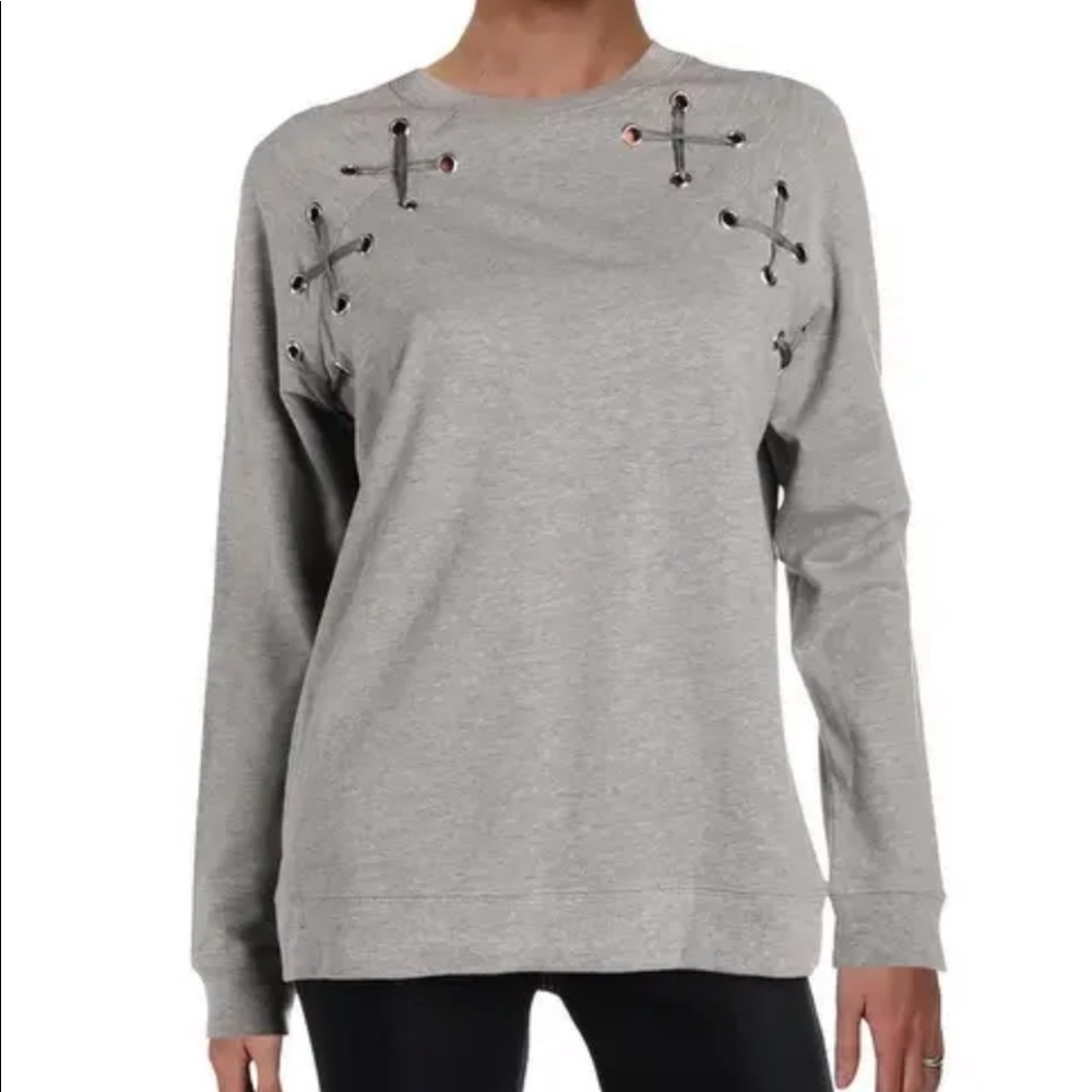 •AQUA• Grommet Lace Up Sweatshirt